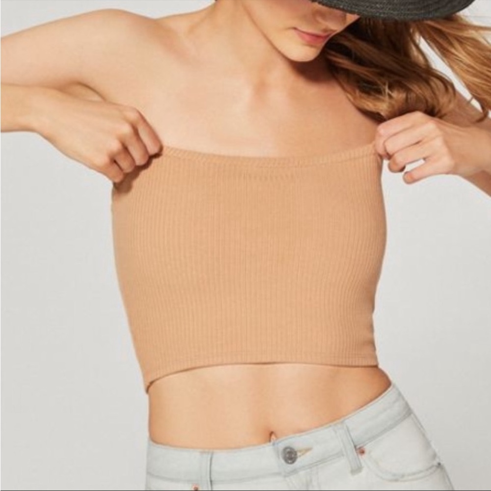 Urban Outfitters Hallie Essential Brown Neutral Ribbed Tube Top Size XL OB787992